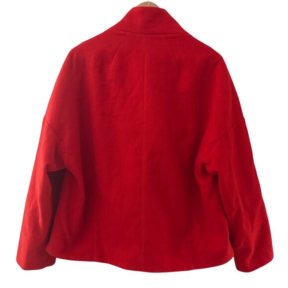 Anthropologie Sascha Asymmetrical Jacket Bright Red Size Medium - Picture 7 of 13
